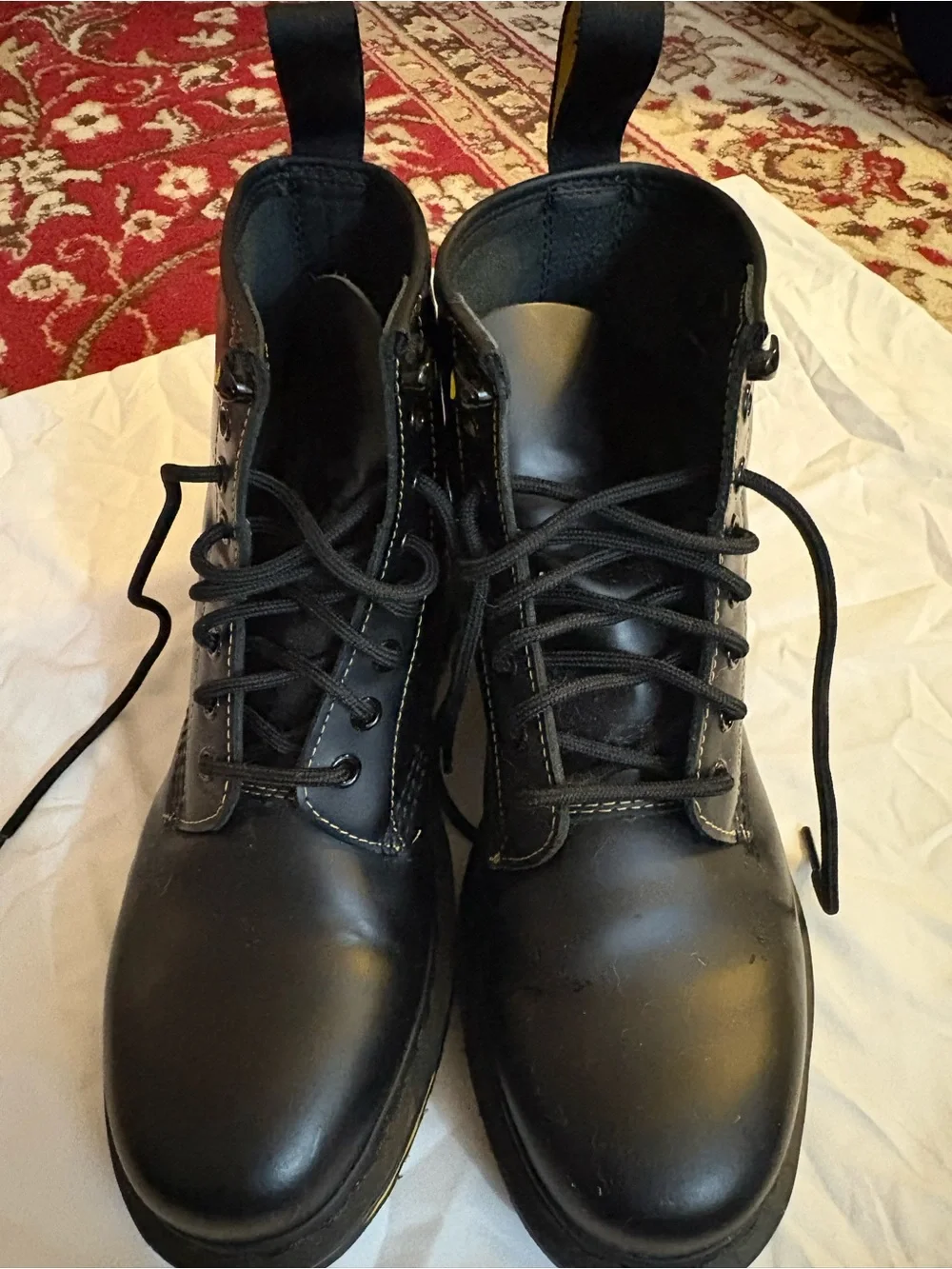Dr. Martens Black Patent Lace-Up Combat Boots